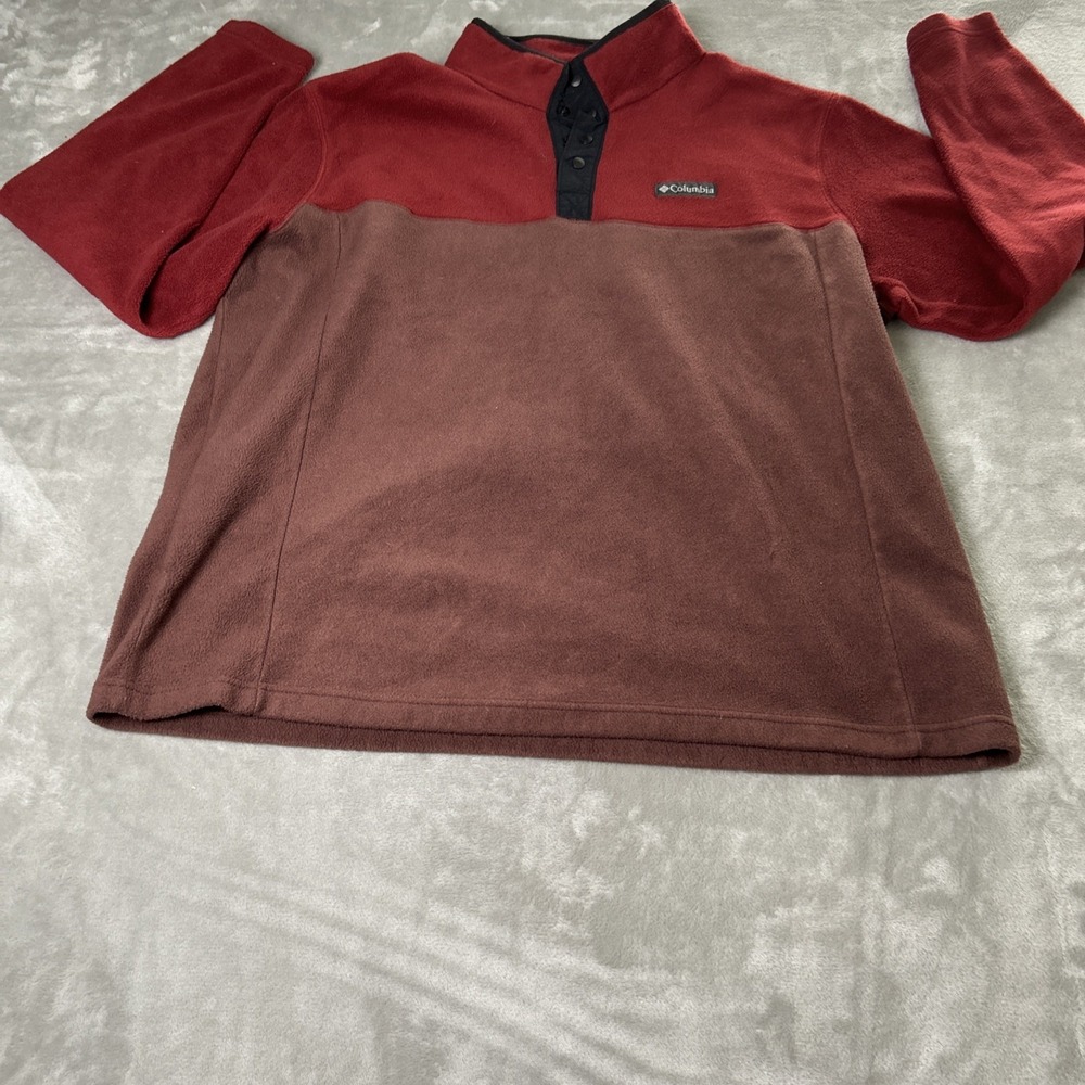 Columbia Men's XXL Fleece Pullover Sweater Two Tone Red Brown